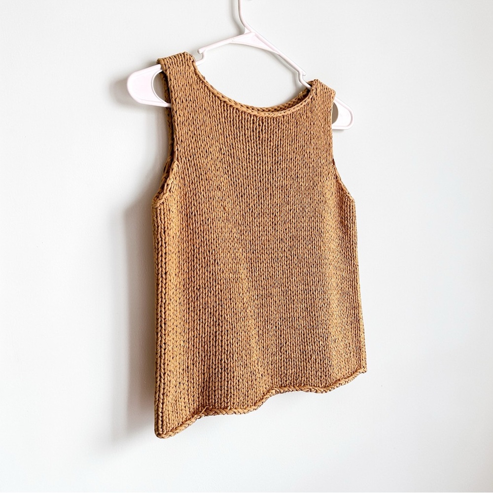 Vintage Gold Camel Crochet Knit Top - Picture 4 of 6